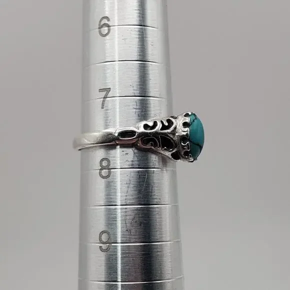 Seta Sterling Silver Vintage 925 Solitaire Blue Gem Ring Size 7.5 - Picture 8 of 8